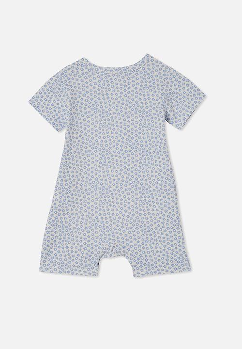 Cotton On - The short sleeve romper - vanilla/violet surf luna floral