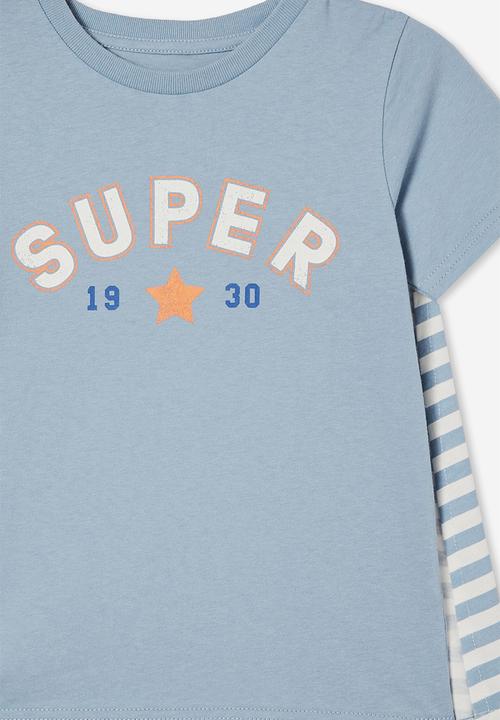 Cotton On - Stevie short sleeve embellished cape tee - dusty blue