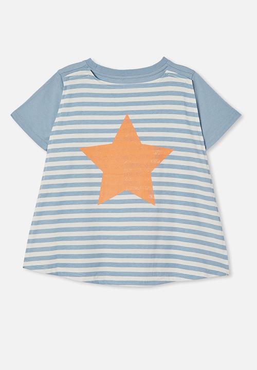 Cotton On - Stevie short sleeve embellished cape tee - dusty blue