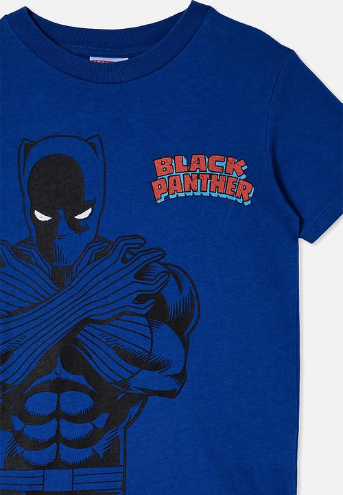 Cotton On - License short sleeve skater tee - lcn mar retro blue wash/black panther