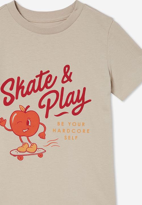 Cotton On - Max skater short sleeve tee - rainy day/skate of mind