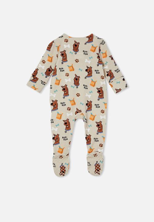 Cotton On - The long sleeve zip romper - lcn wb rainy day/scooby doo snack time