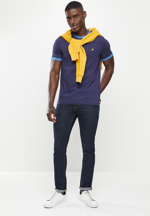 Lyle & Scott - Ringer T-shirt - navy & spring blue
