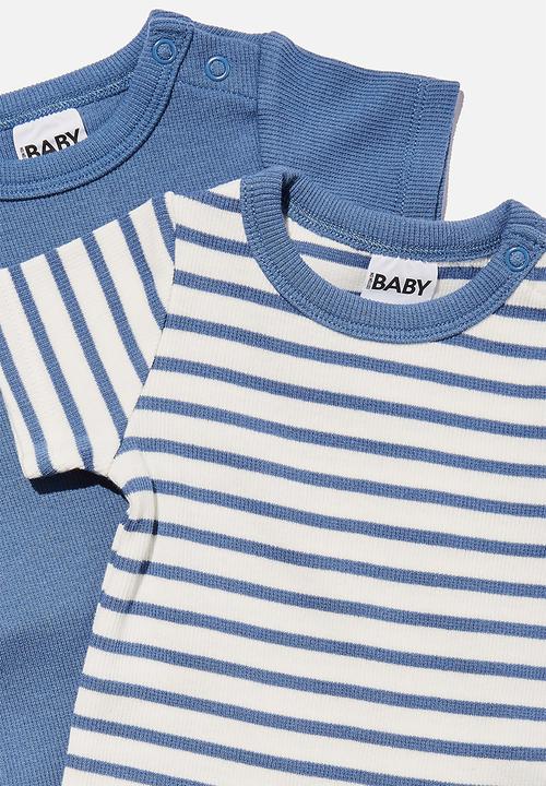 Cotton On - 2 Pack essentials short sleeve bubbysuit - petty blue