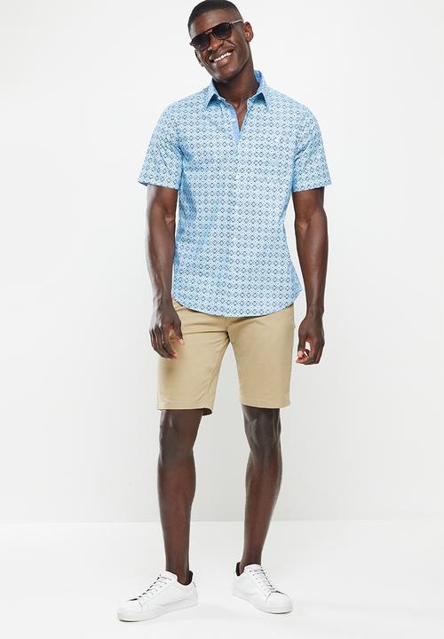 Nautica - Nautical short sleeve blue print - bright white & blue