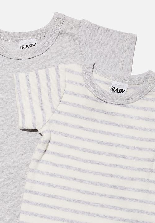 Cotton On - 2 Pack essentials short sleeve bubbysuit - cloud marle