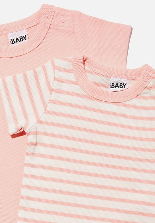 Cotton On - 2 Pack essentials short sleeve bubbysuit - coral dreams