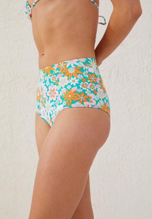 Cotton On - Boyleg full bikini bottom - retro layered emerald floral