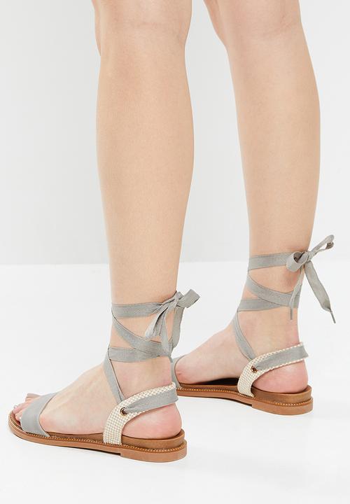 Butterfly Feet - Ellie 4 ankle tie sandal - grey