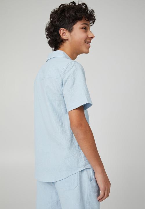 Cotton On - St tropez short sleeve shirt - frosty blue wash