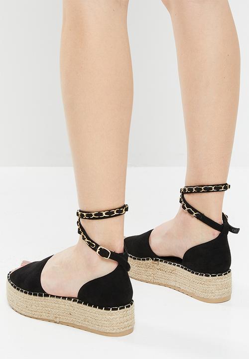 Madison® - Clarke flatform espadrille sandal - black