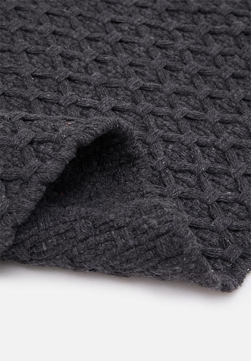 Sixth Floor - Maira handwoven recycled cotton bath runner - charcoal