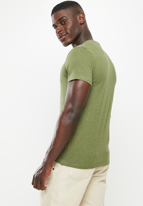 Superdry. - Vintage logo emb vee tee - thrift olive marl