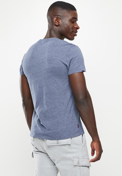 Superdry. - Vintage logo emb vee tee - navy marl