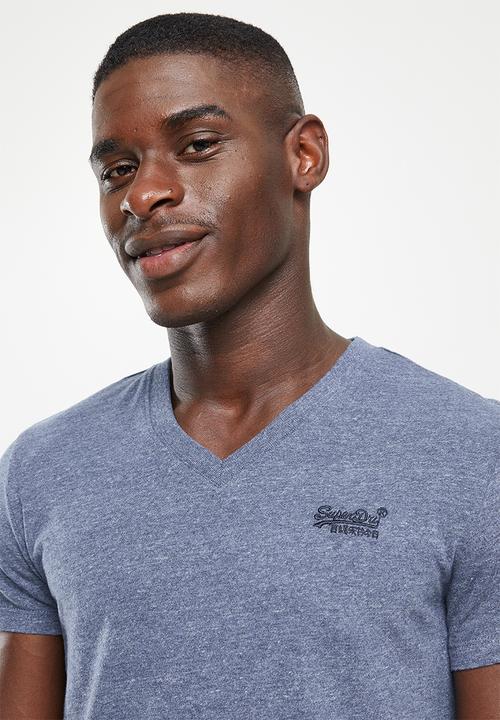 Superdry. - Vintage logo emb vee tee - navy marl