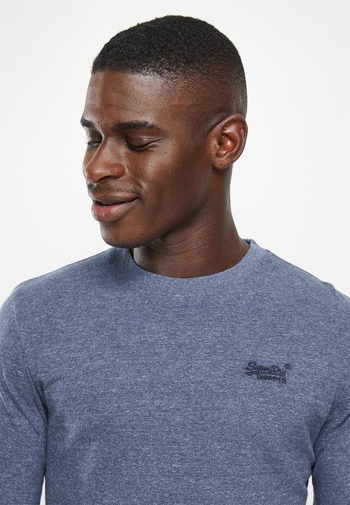 Superdry. - Vintage logo emb long sleeve top - navy marl