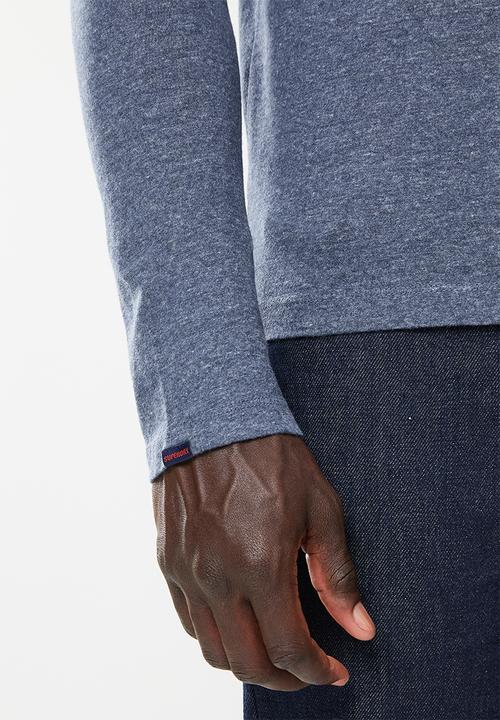 Superdry. - Vintage logo emb long sleeve top - navy marl