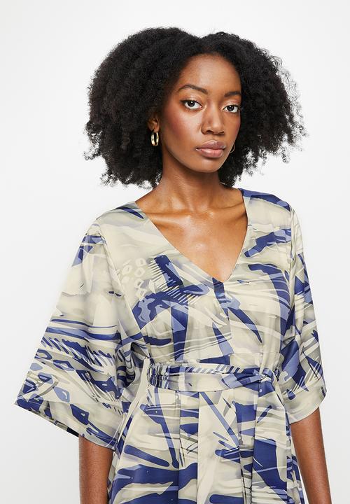 AMANDA LAIRD CHERRY - Walmer dress - navy & taupe floral