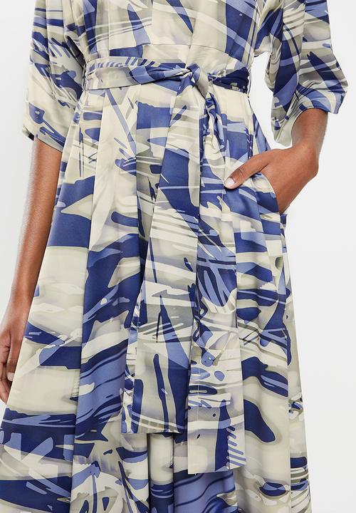 AMANDA LAIRD CHERRY - Walmer dress - navy & taupe floral