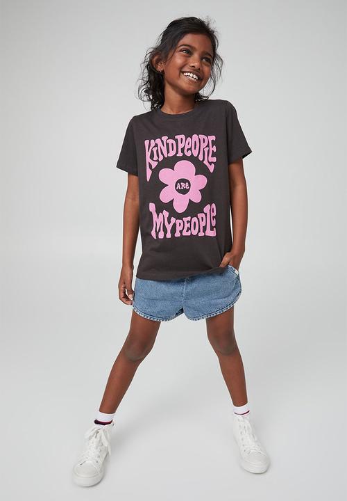 Cotton On - Penelope short sleeve tee - purple paradise/skate apple
