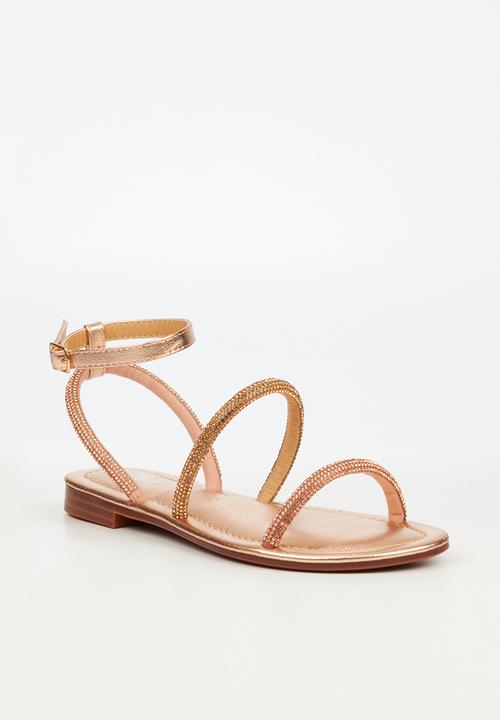 Miss Black - Sicily17 ankle tie sandal - rose gold