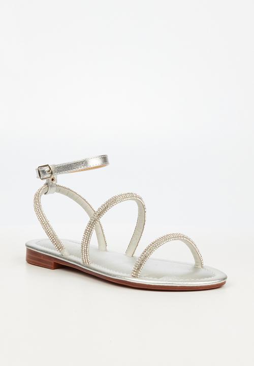 Miss Black - Sicily17 ankle tie sandal - silver