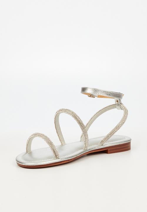 Miss Black - Sicily17 ankle tie sandal - silver