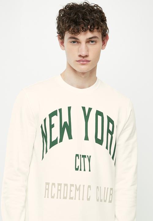 Only & Sons - Onsdylan reg collegiate print sweat - white
