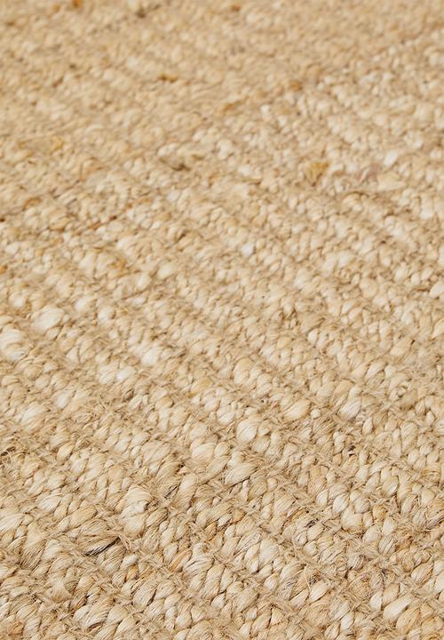 Plain ribbed jute rug - natural