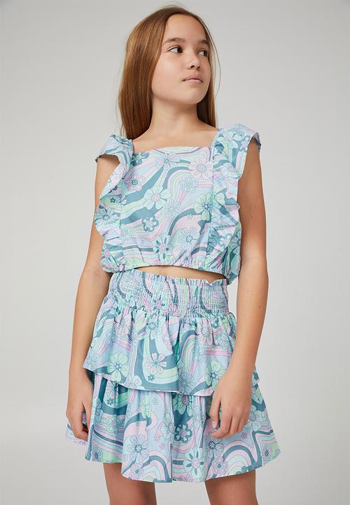 Cotton On - Veronica skirt - washed spearmint/sky haze hendricks floral