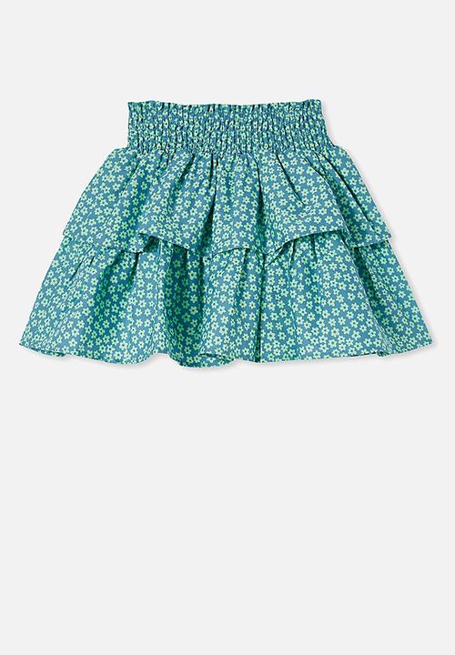 Cotton On - Veronica skirt - teal storm ashbury floral