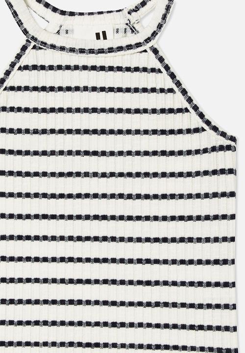 Cotton On - Leah rib tank - vanilla/navy blazer stripe