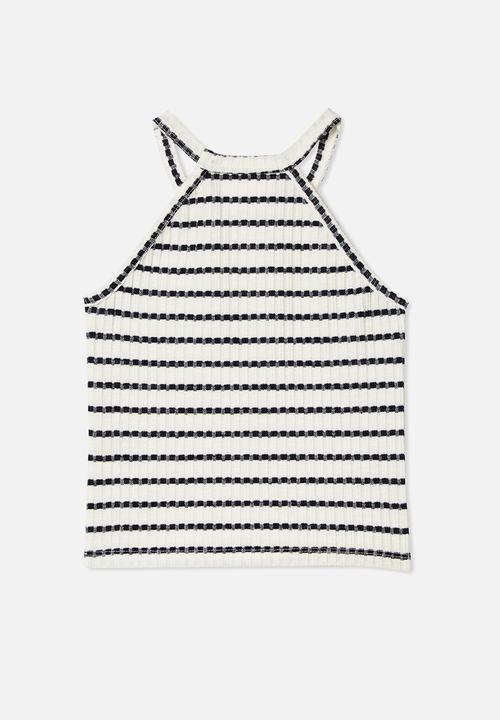 Cotton On - Leah rib tank - vanilla/navy blazer stripe