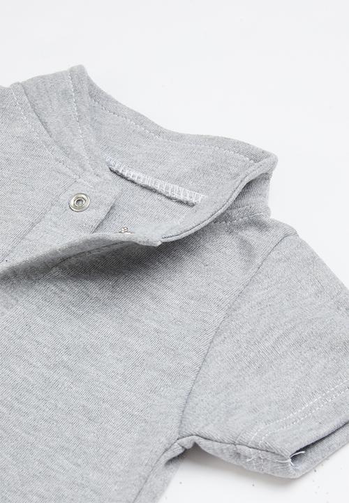 Little Lumps - Tab onesie & shorts - grey & grey stripe