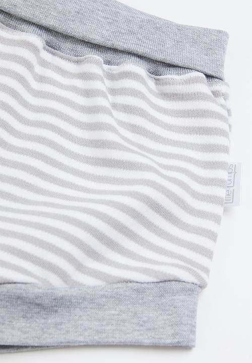 Little Lumps - Tab onesie & shorts - grey & grey stripe