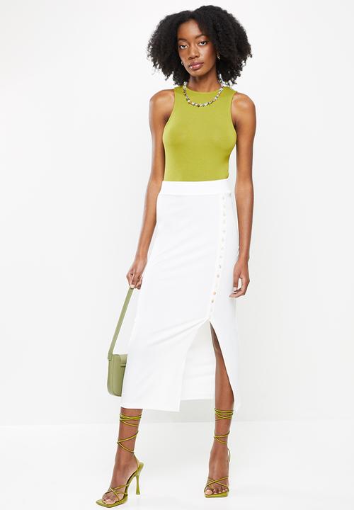 dailyfriday - Side slit midi skirt - white
