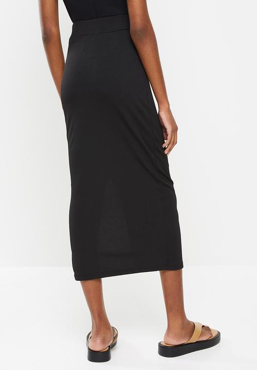 dailyfriday - Side slit midi skirt - black