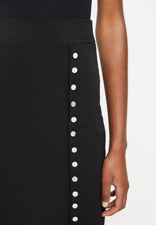 dailyfriday - Side slit midi skirt - black