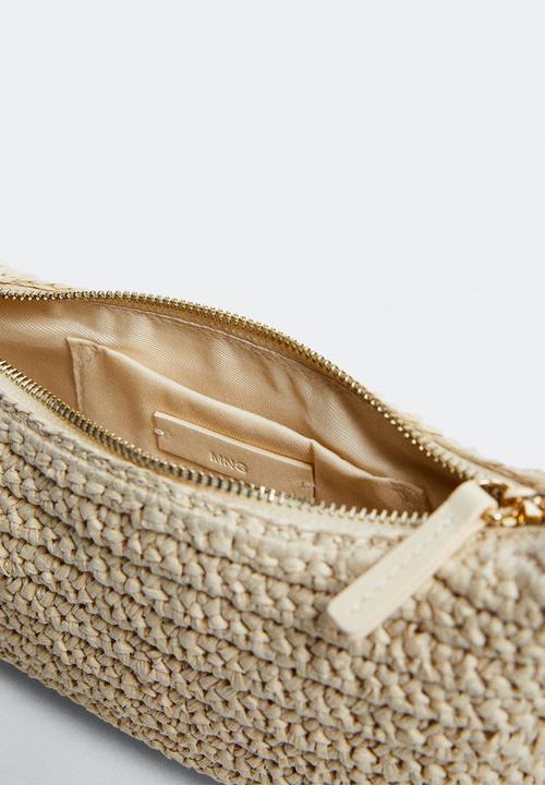 MANGO - Shoulder raffia bag - beige