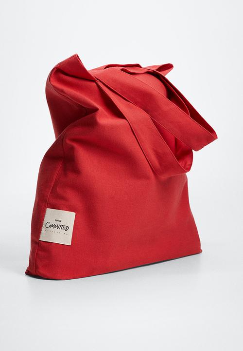 MANGO - Cotton shopper bag - red
