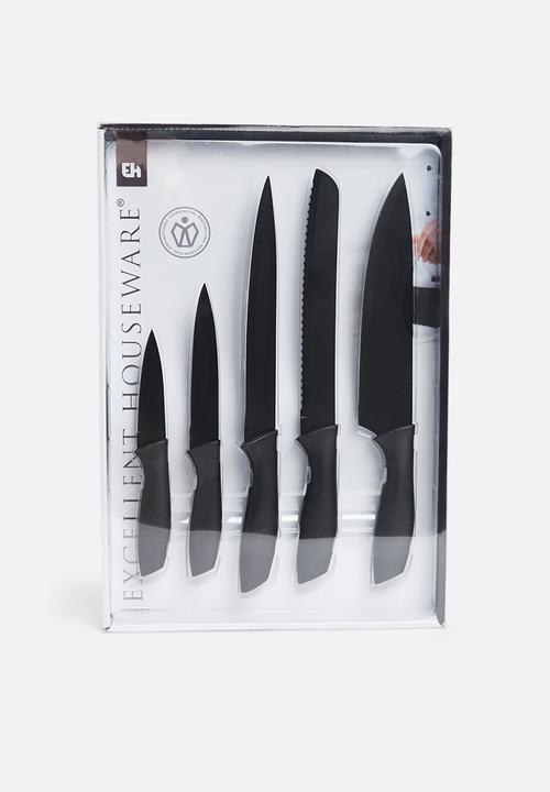 Excellent Houseware - Knife set of 5 - black