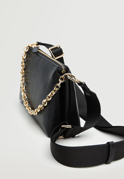 MANGO - Crossbody bag with chain -  black