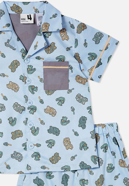 Cotton On - Pete short sleeve pyjama set - frosty blue