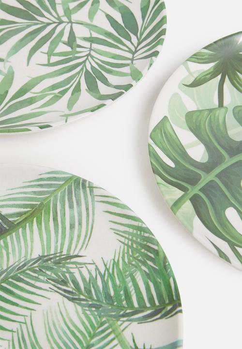 Excellent Houseware - Leafboo plate set of 3 set - green
