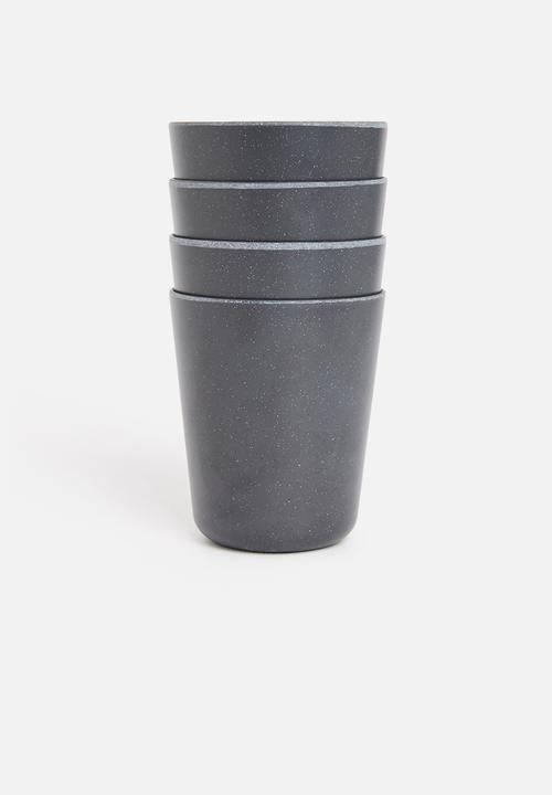 Excellent Houseware - Melamine cup set of 4 - charcoal