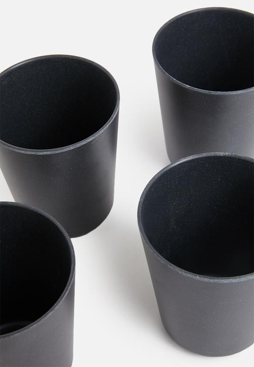 Excellent Houseware - Melamine cup set of 4 - charcoal