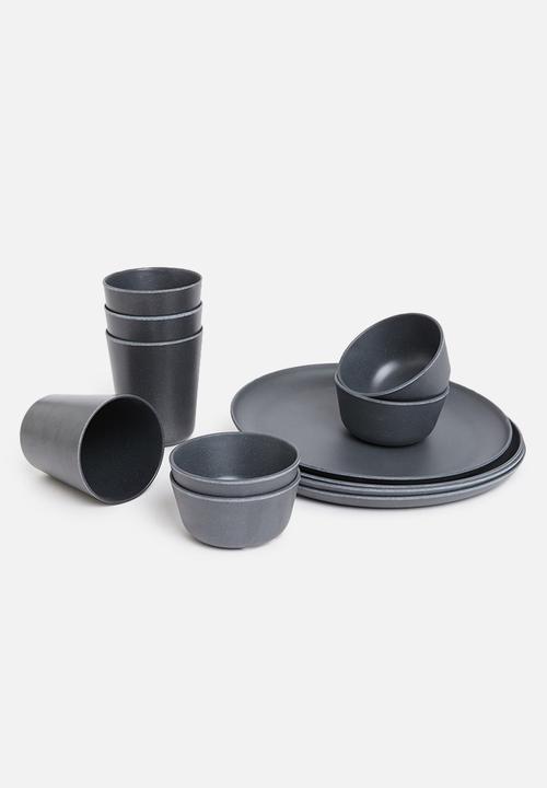 Excellent Houseware - Melamine cup set of 4 - charcoal