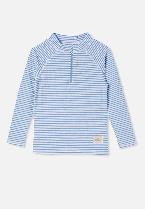 Cotton On - Flynn long sleeve zip thru rash vest - dusk blue/stripe