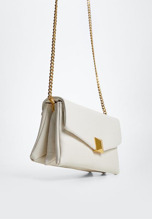 MANGO - Flap chain bag - off white