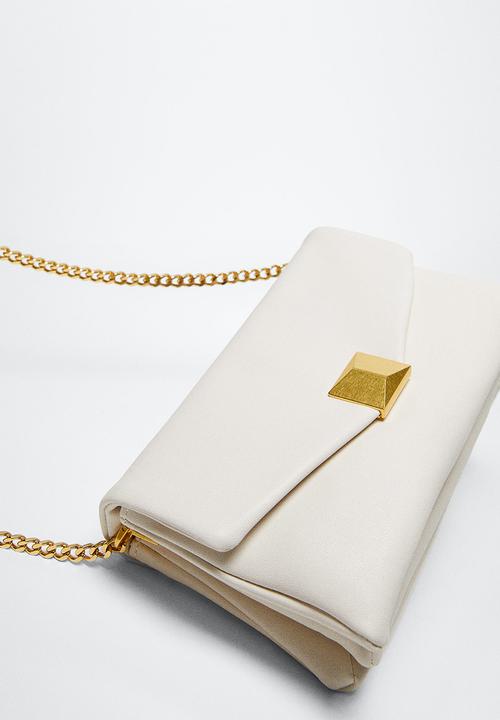 MANGO - Flap chain bag - off white